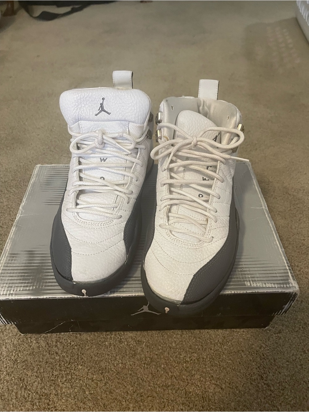 Jordan Kids White and Gray High-Top Sneakers